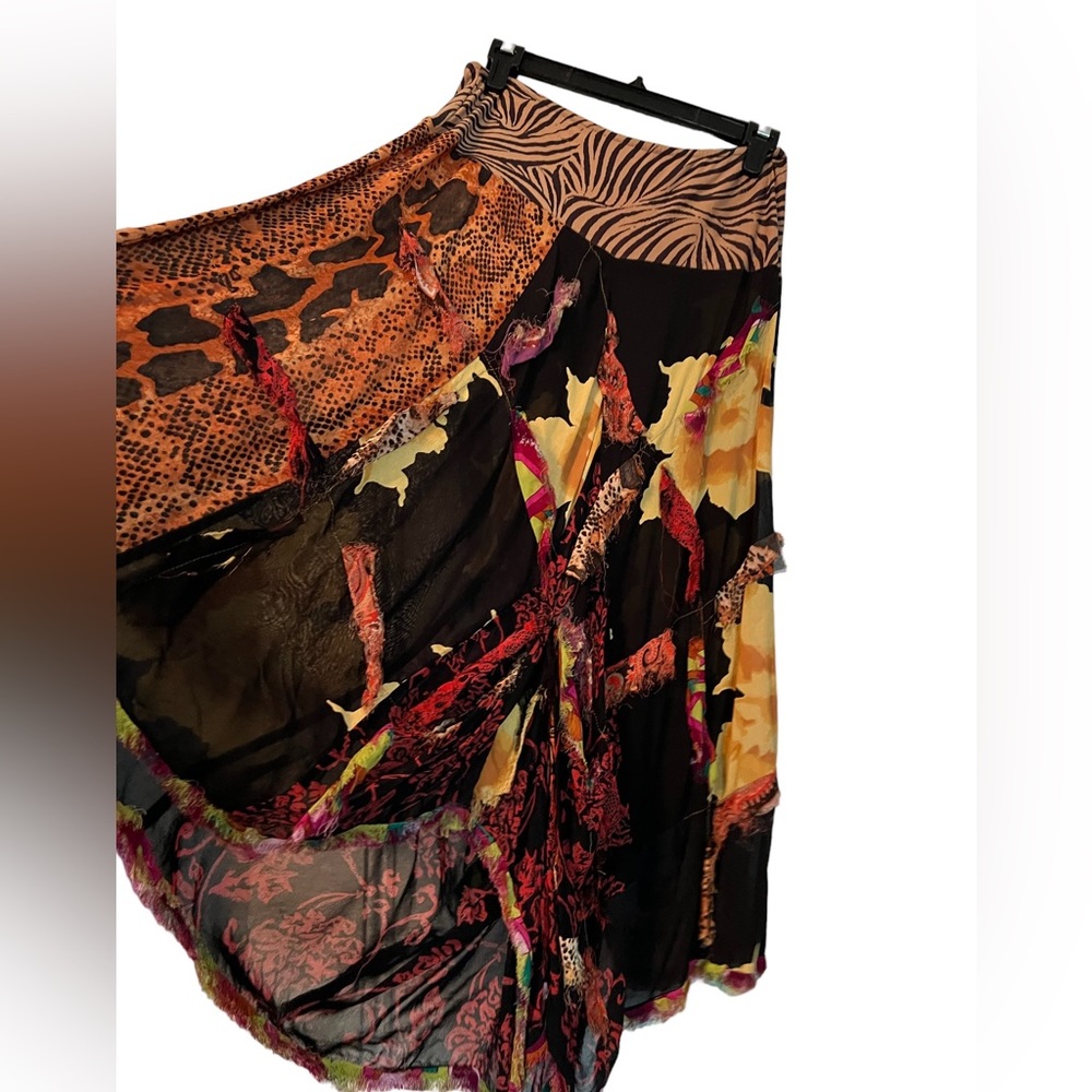 Boho asymmetrical sheer patchwork skirt by Nothing Matches. Size small.Very long